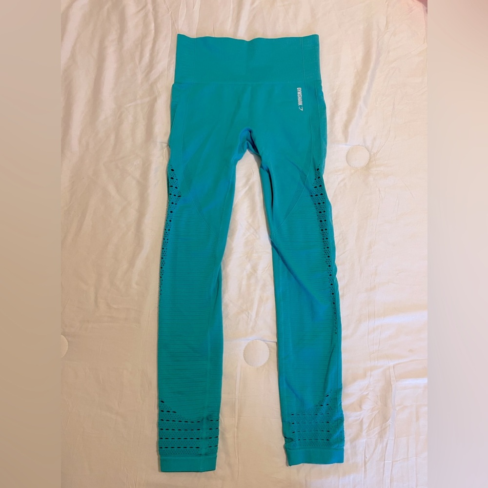 Gymshark legging turquoise size xs eyelet pattern worn once